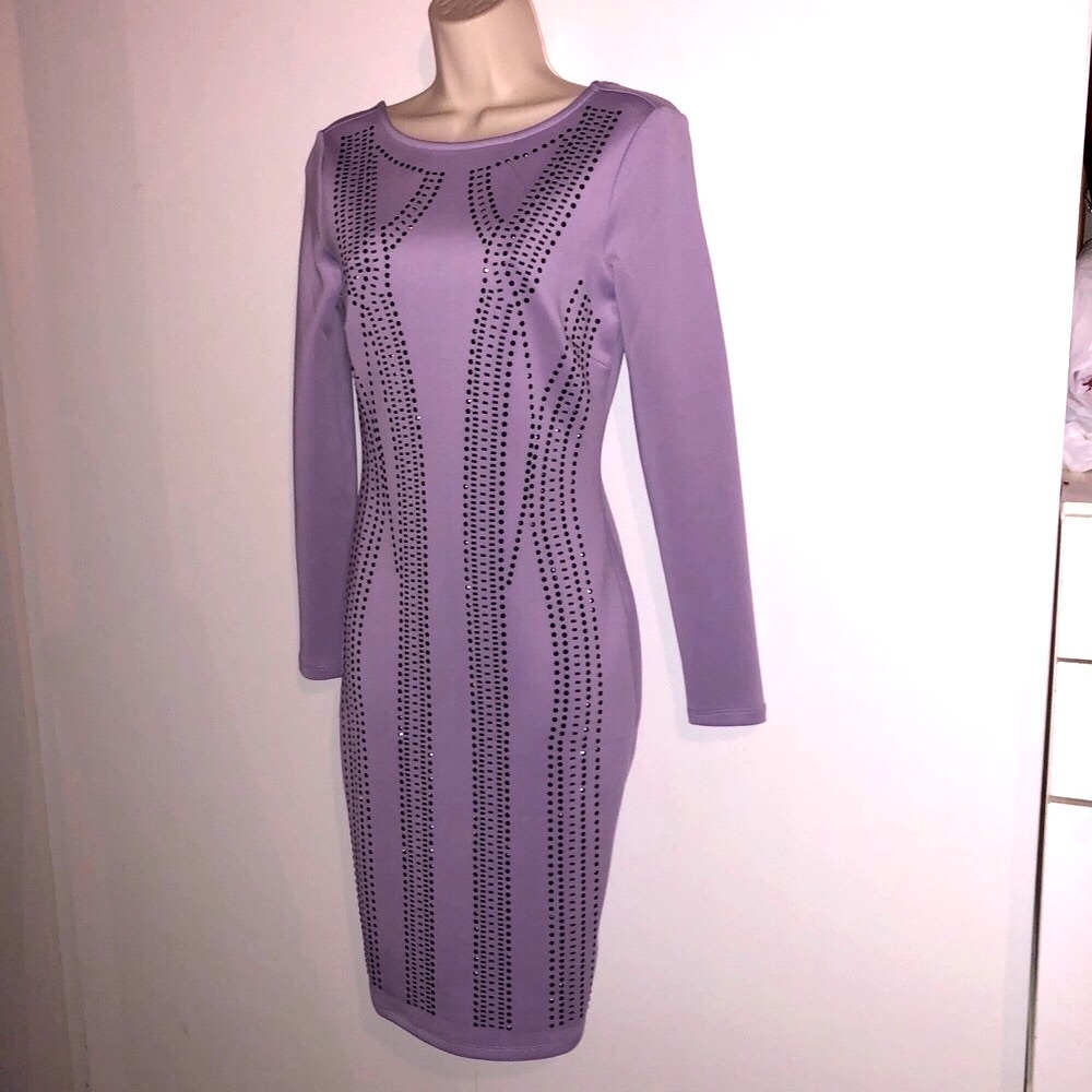 NWOT Lavender studded bodycon dress - Picture 2 of 5